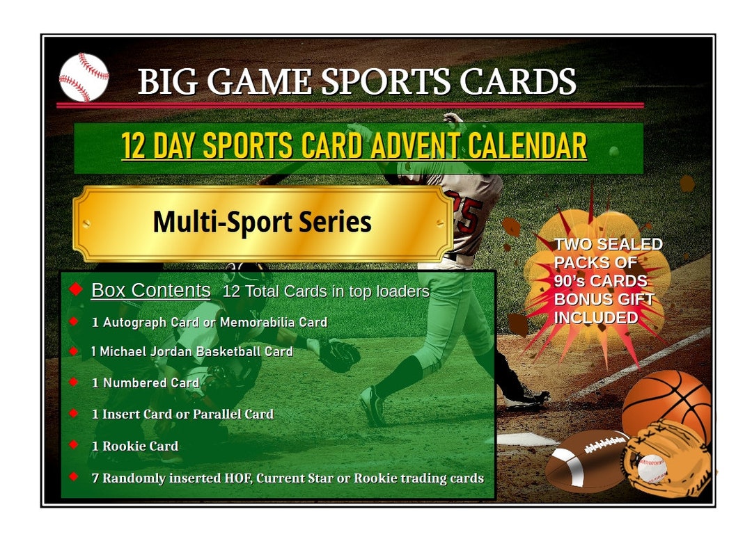 12 Day Sports Card Advent Calendar Birthday/holiday Gift Etsy