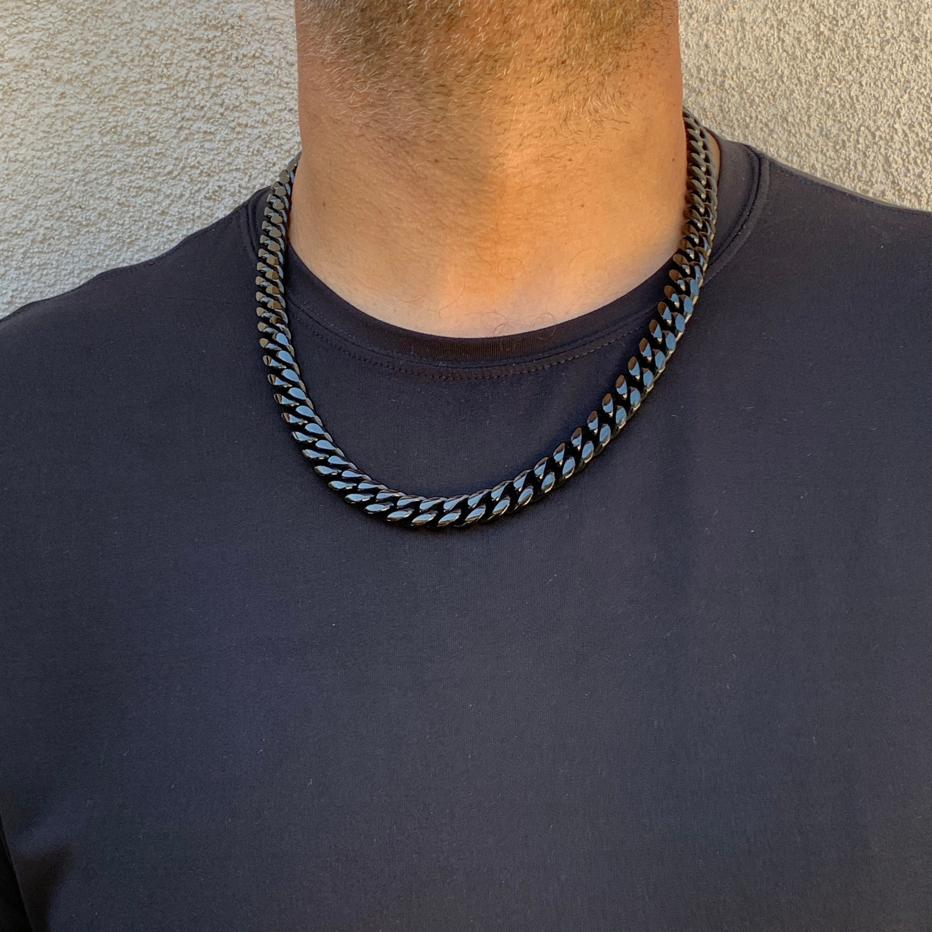 detail politiker Gæstfrihed 12mm Black Cuban Link Any Length Chain Thick Cuban Stainless - Etsy