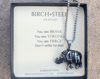 Elephant Stainless Steel Pendant Necklace: Inspirational Men's Jewelry