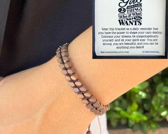 Hematite Adjustable Bracelet: Empowering Inspirational Jewelry for Teen to Adults