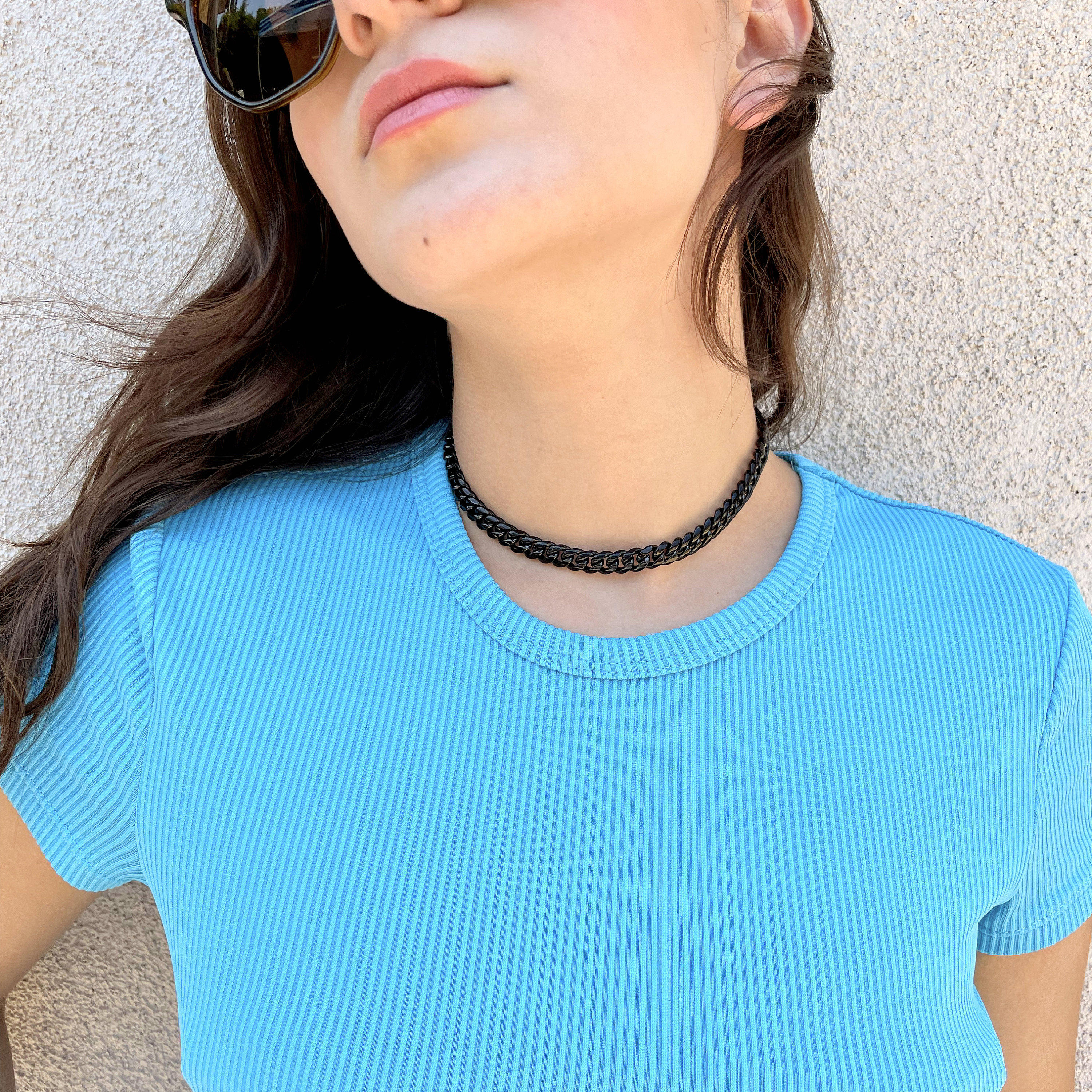 【BLACKPURPLE】[BLACK LABEL]CUBAN CHAIN CHOKER NECKLACE 46cm BLACKPURPLE】[BLACK LABEL]CUBAN CHAIN CHOKER NECKLACE 46cm