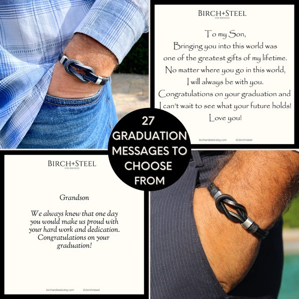 Graduation Gift for Son, Graduation Present from Mom & Dad, Class of 2024 Graduation Gifts, Leather Infinity Knot Bracelet Graduation Gift