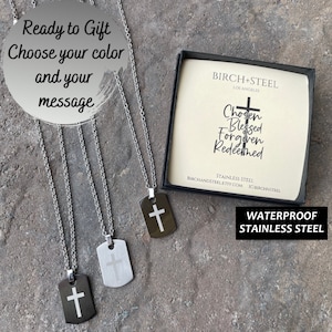 Stainless Steel Cross Dog Tag Necklace: Waterproof Christian Jewelry