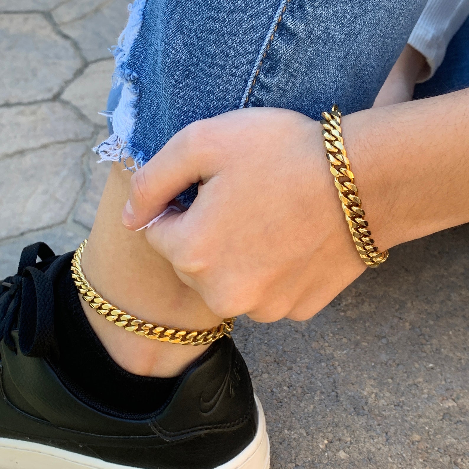 Gold Cuban Link Ankle Bracelet 8mm Gold Chain Link Anklet Etsy