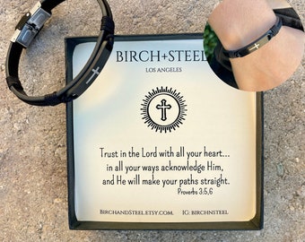 Proverbs 3:5-6 Bracelet, Trust in the Lord Confirmation Gift, Bible Verse Gift for Teen, Uplifting Gift for Teens Boys Young Men, Faith Gift