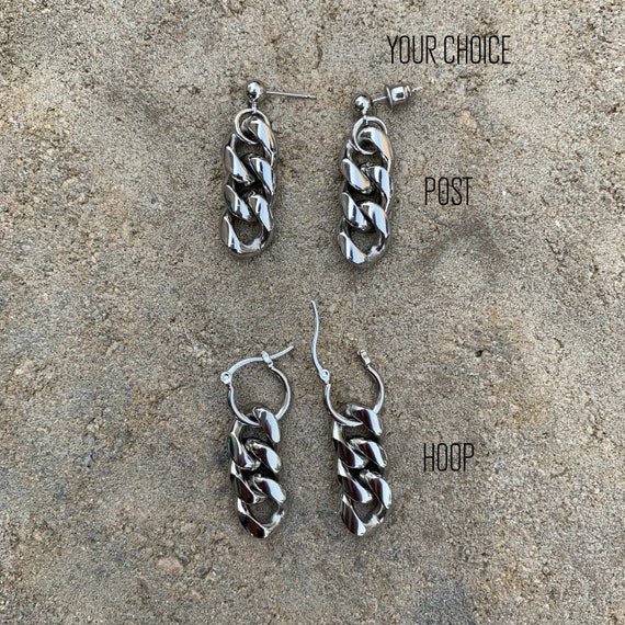 Stainless Cuban Link Earrings, Steel Link Earrings, Thick Heavy Solid 316L Stainless  Steel Chain Link Earrings, Miami Cuban Link Earrings - Etsy