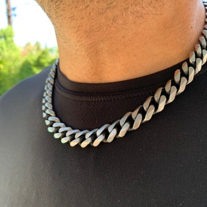 Mens Black Stainless Steel Chain Necklace
