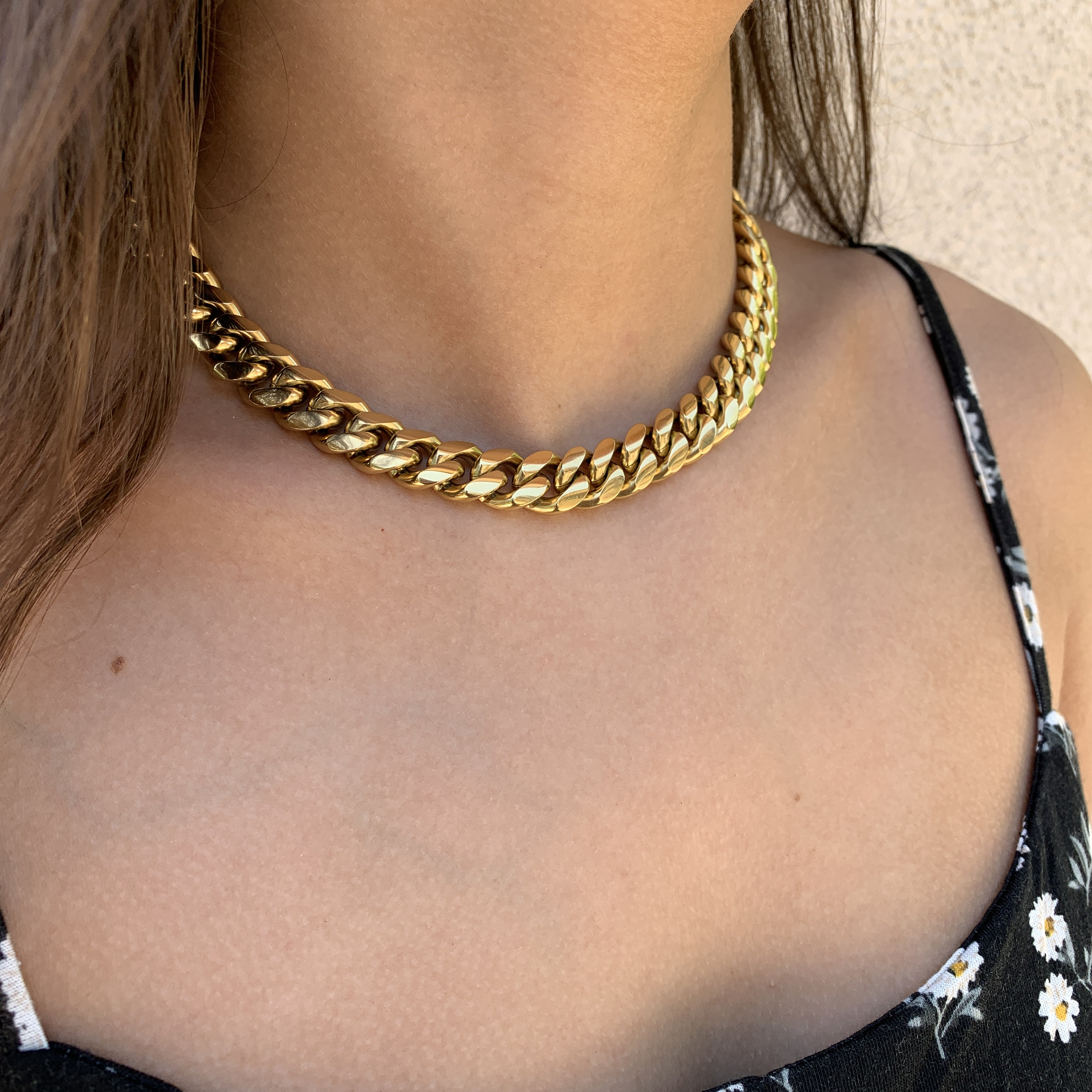 14k gold Thick Miami Cuban Link Choker necklace chain 14K GOLD FINISH 10mm  22