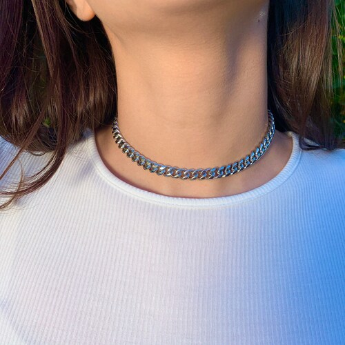 Silver Chain Choker Layering Chain 