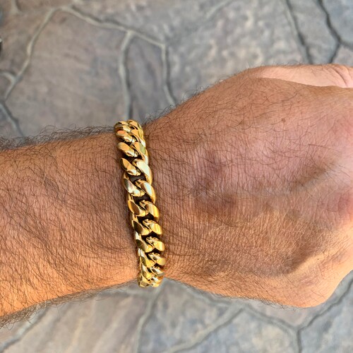 Thick Cuban Chain Bracelet 12mm Chain Link Bracelet Cuban Etsy