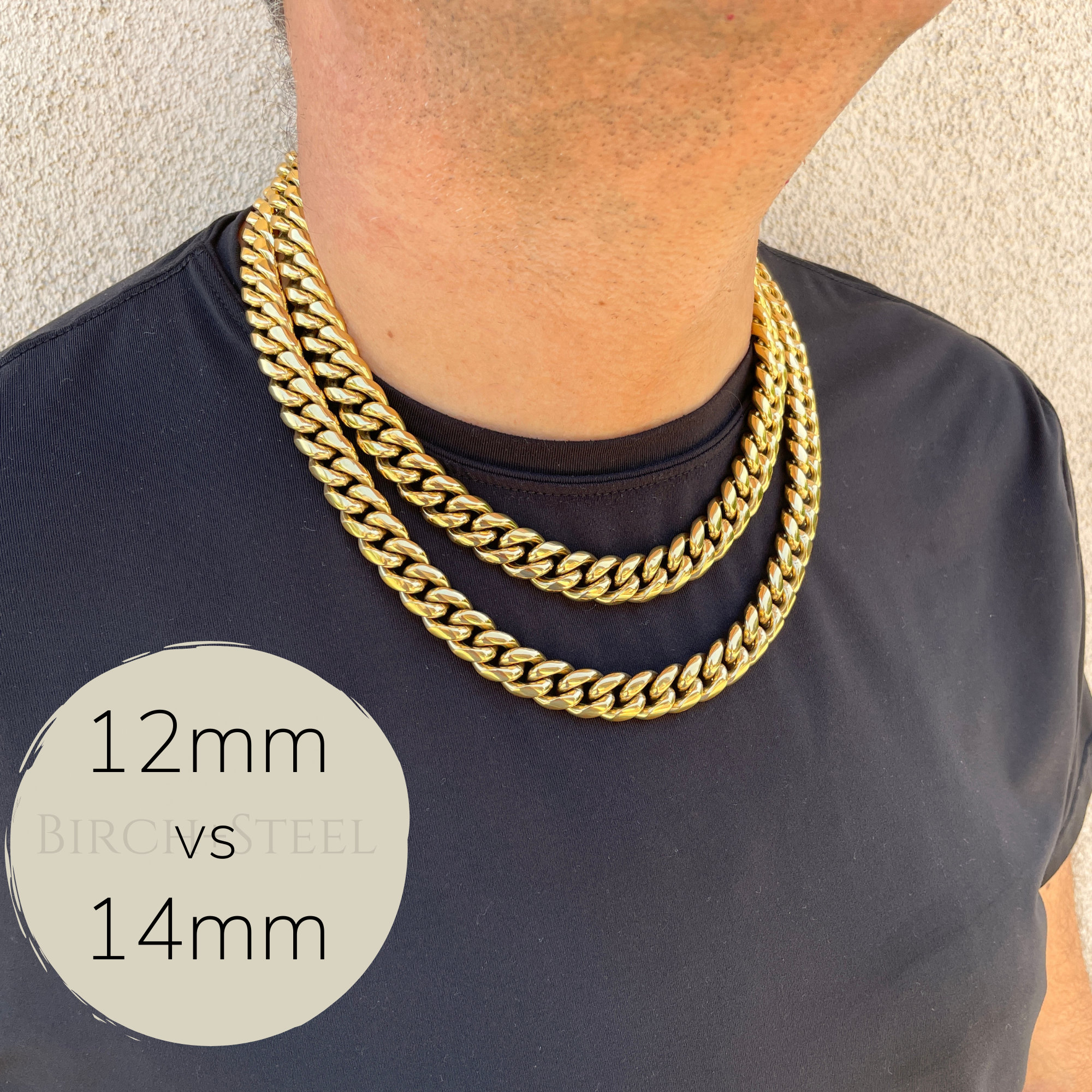 14mm Stainless Gold Cuban Link Chain Thick Gold Steel Cuban Etsy
