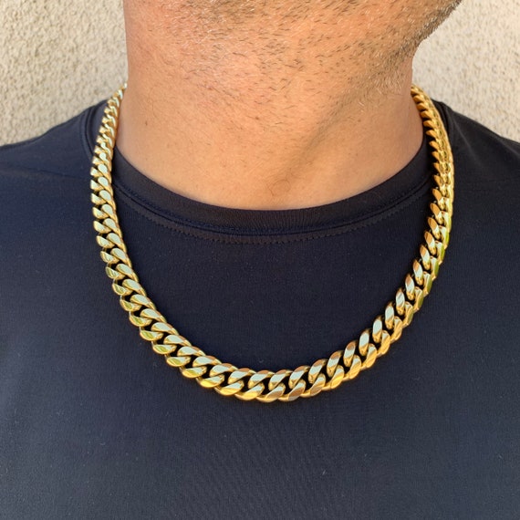 12mm Cuban Link Chain Thick Cuban Stainless Steel Gold Chain 18to
