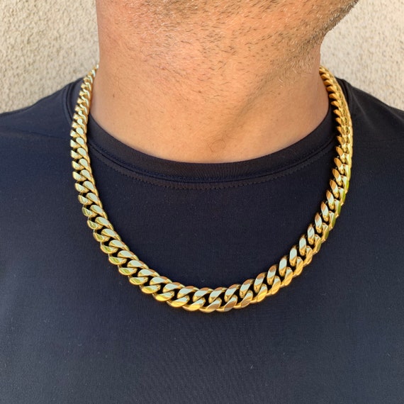 Gold Chain Choker Women, Thick Heavy Solid 316L Stainless Steel Gold Chain  Necklace, Miami Cuban Link Chain Choker, Gold Chunky Chain Collar 