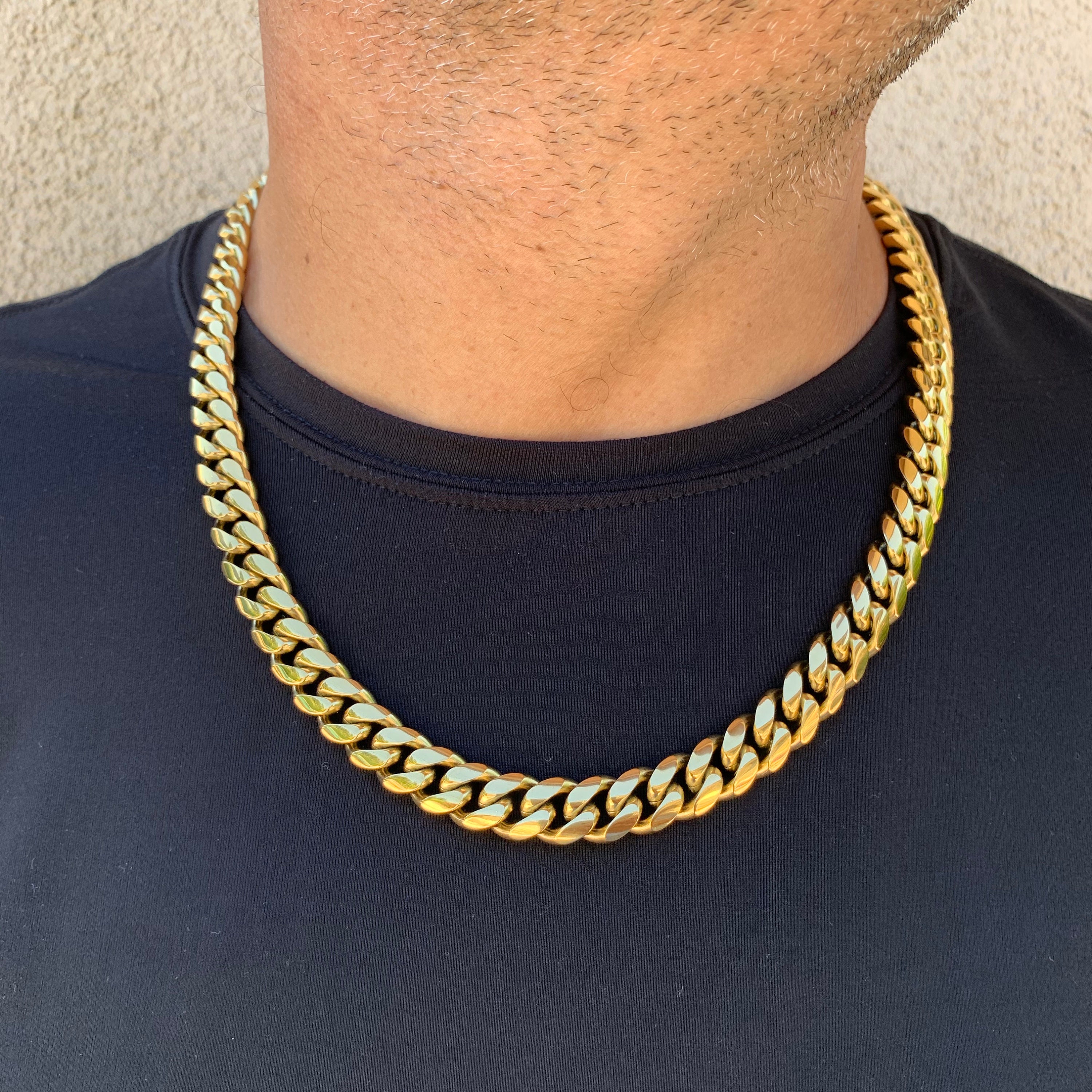 12mm Cuban Link Chains Necklace Gold Silver Color Cz Hiphop