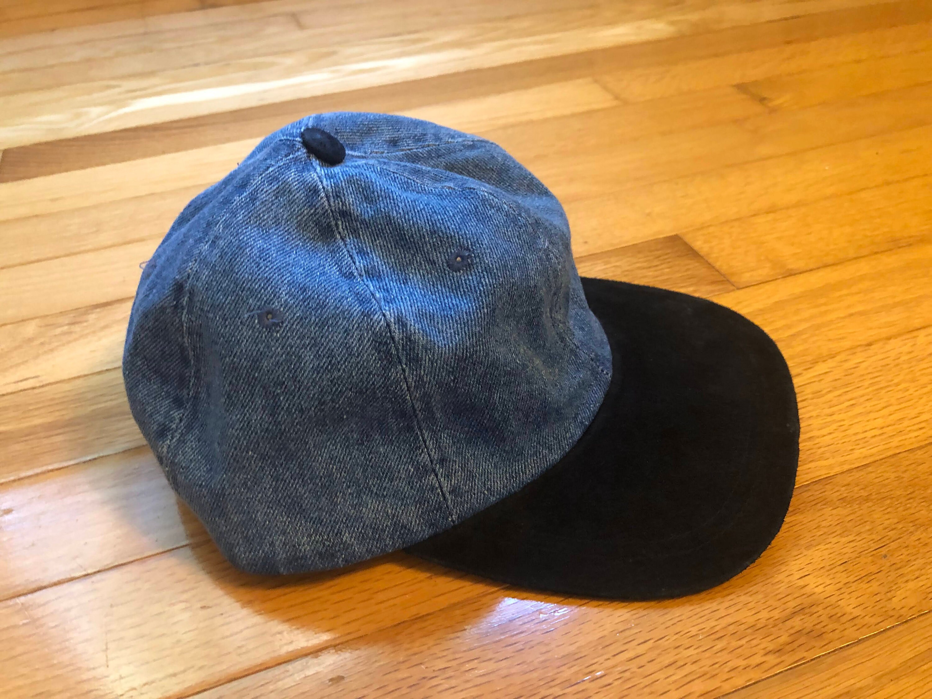 Vintage Denim Dad Hat With Black Flat Bill Etsy UK
