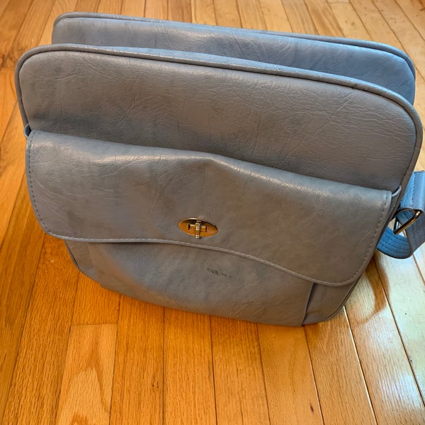 Vintage Powder Blue Samsonite Carry On Bag with Adjustable Strap