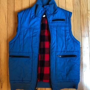 vintage Blue Vest with Buffalo Plaid lining. Fits like a Small.