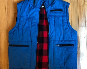vintage Blue Vest with Buffalo Plaid lining. Fits like a Small.