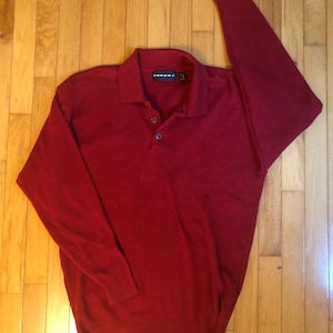 Vintage “Tundra&quot; Scarlet Long-Sleeved Henley Light Sweater *ReadDescription*