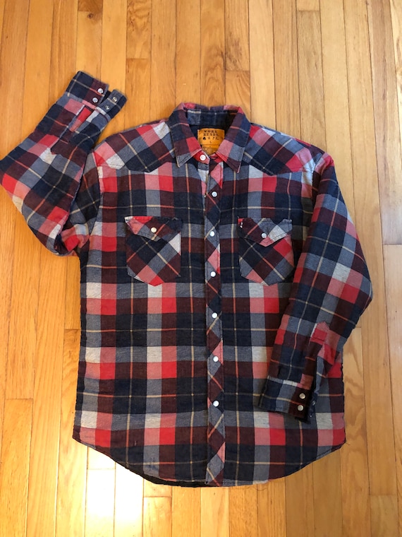 Vintage Insulated Quilted Plaid Flannel by "Work R