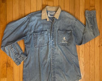Camisa abotonada con estampado de patos en denim vintage de "Canadian Outdoors"