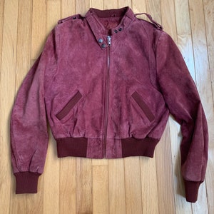 Vintage Sangria Genuine Leather Suede Red Bomber Jacket