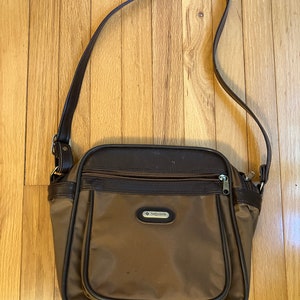 Vintage Samsonite Overnight Bag Brown Nylon 10in Carry On Weekender Shoulder Bag