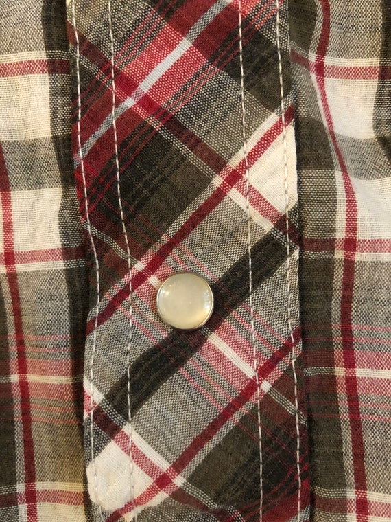 Vintage Pearl Button Plaid Wrangler "Western Shir… - image 2