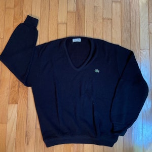 Vintage Black &quot;Lacoste&quot; Izod Pullover V-neck Sweater