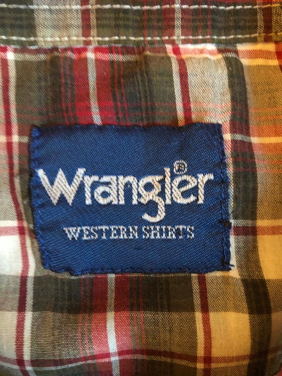 Vintage Pearl Button Plaid Wrangler "Western Shir… - image 3