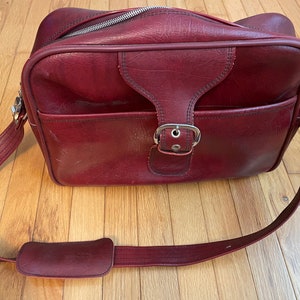 vintage Sac de voyage en cuir bordeaux Sears