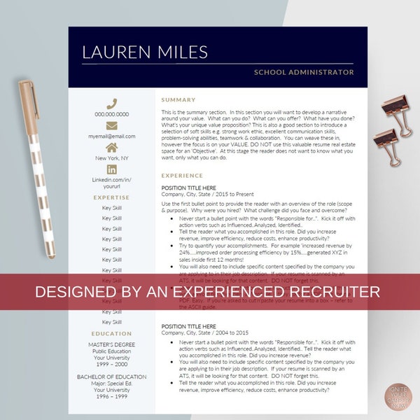 Cv Administrative Etsy