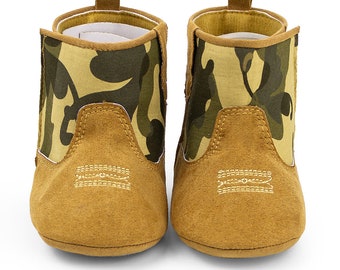 Baby's First Booties | Army Print | Baby Shoes Slippers | Baby Shower Gift | New born - 18 months | Air Force One Camouflage | Winter Suede
