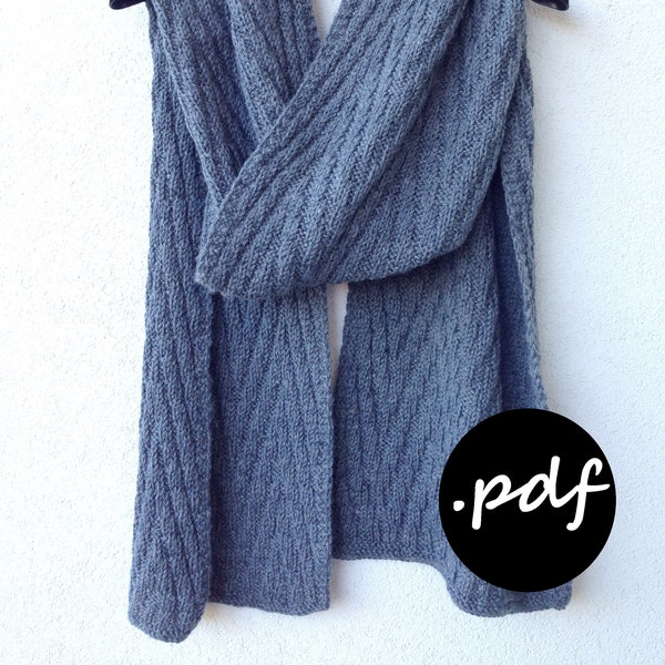 Pattern Knit Scarf -PDF Men scarf - Pattern Winter Scarf Gift - Hand Knit Tutorial - Chart Soft Warm Scarf For Him - DIY Scarf  for knitters