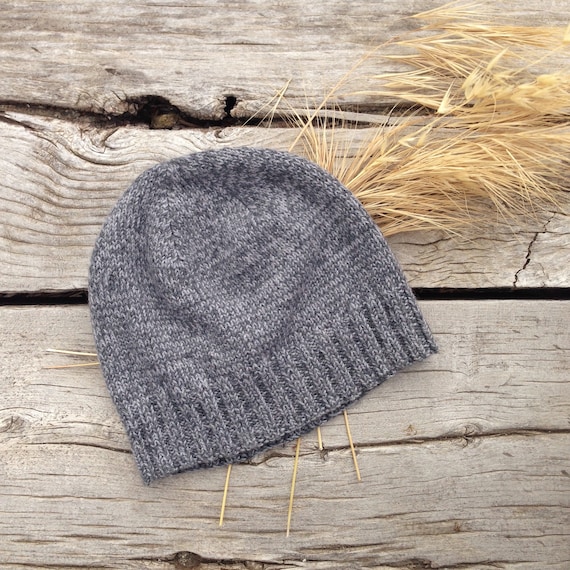 Gray Knit Beanie - Hand Knit Beanie - Men display picture 3