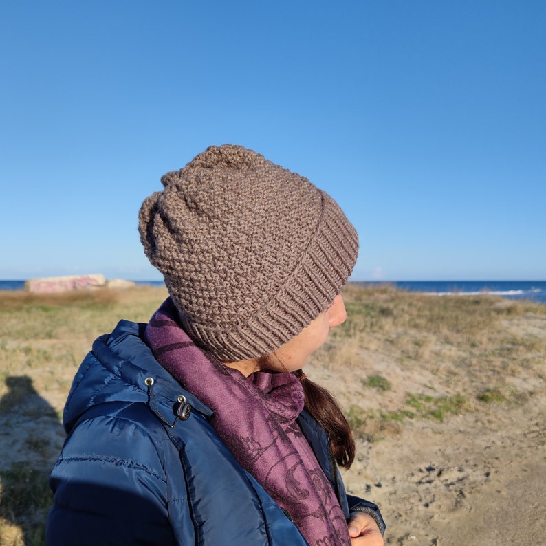 Bulky Wool Knit Hat Knit Beanie Foldover Brim Hat Women Slouchy Hat Alpaca Wool Beanie Skiing Hat Chunky Knit Men Winter Hat