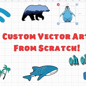 Puede incluir: Una colección de diseños de arte vectorial personalizados, que incluyen un símbolo de wifi, un oso con montañas en su interior, un pingüino, chanclas, un zapato Croc, palmeras, un tiburón ballena, gafas de sol, una tirita y el texto "oh ok". Los diseños están todos en azul, verde y negro.