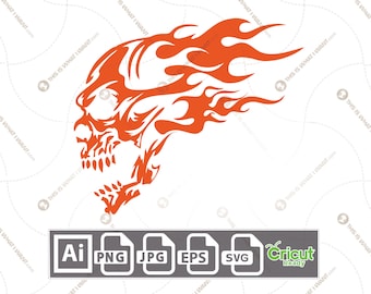 Skull on fire - vector art design hi quality- Ai, SVG, JPG, PNG