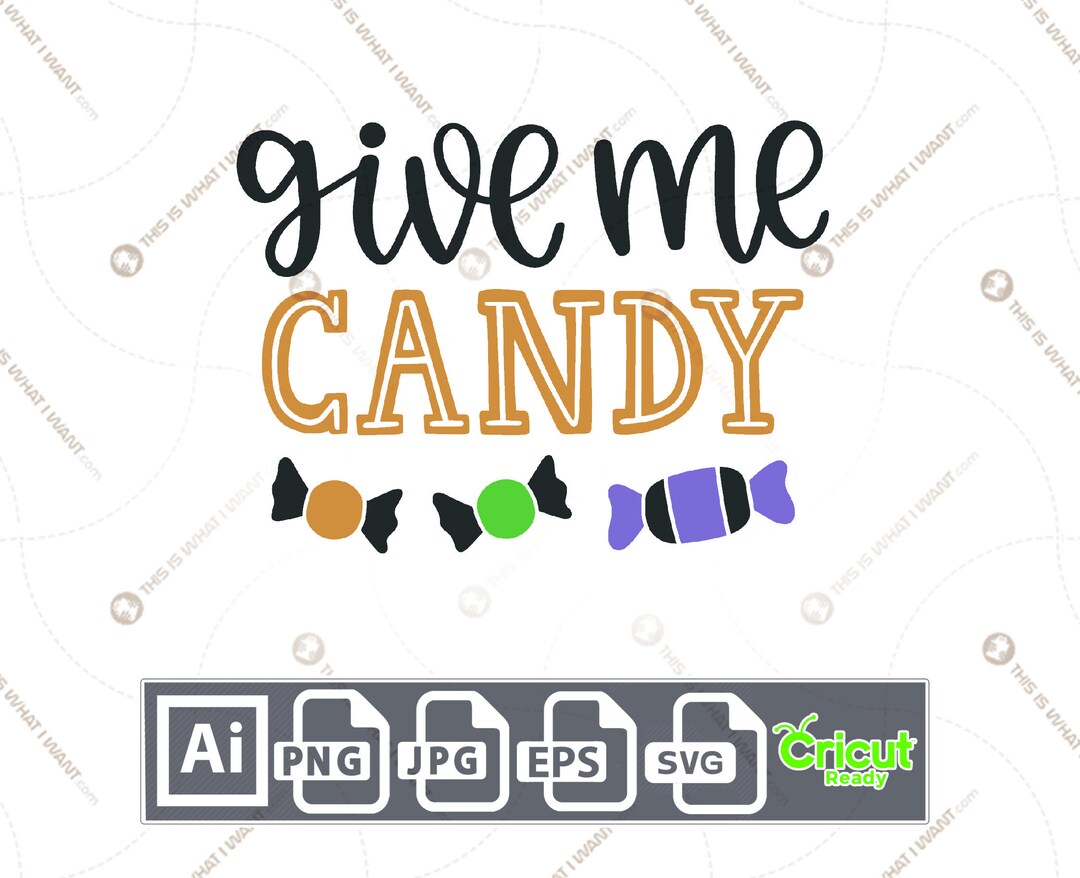 Give Me Candy Text with Candies Design for Halloween Print n Etsy España