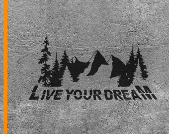 Mountains And Trees SVG File, Laser File, Laser Cut File, svg, Live Your Dream Vector Files, Adventure SVG, Mountain SVG, Decal Cut File