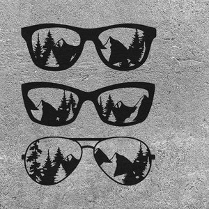 Mountains And Trees Glasses SVG Files, Laser File, Laser Cut File, svg, Adventure Laser svg File, Adventure SVG, Mountain SVG, Aviators