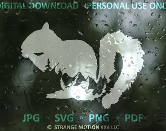 Squirrel SVG File, Mountain SVG, Adventure, Laser File, Laser Cut File, svg, Camping svg, Animal SVG, Animals Clipart, Decal Cut File