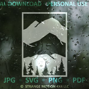 SVG File, Mountain Rectangle, Adventure, Laser File, Laser Cut File, svg, Trees Laser svg File, Outdoors, Mountain SVG, Decal Cut File