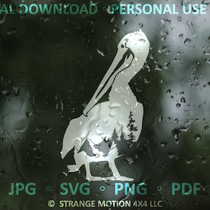 File in formato SVG pellicano, Clipart di uccelli, Avventura in formato SVG, File laser, File di taglio laser, SVG, Vettore all'aperto, Animale in formato SVG, Montagna SVG, File di taglio decalcomania