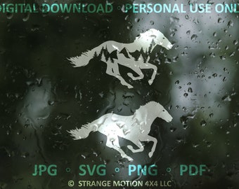 Horse Clipart, Mountain SVG, Horse SVG, Laser File, Laser Cut File, svg, Pony, Laser svg File, Animal SVG, Mustang svg, Decal Cut File