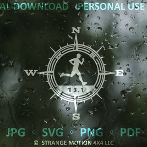 Runner Compass SVG-bestand mannelijk, 13.1, Runner Vector Image, Laserbestand, Laser Cut-bestand, svg, Running Clipart, Jogger, Run SVG, Outdoor SVG