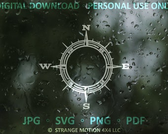 Compass SVG File, Laser File, Laser Cut File, svg, Outdoor Laser svg File, Adventure SVG, Compass Rose SVG, Decal Image, Custom Design