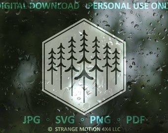 Forest SVG File, Laser File, Laser Cut File, svg, Adventure, Laser svg File, Adventure SVG, Mountain SVG, Hexagon, Pine Tree Clipart