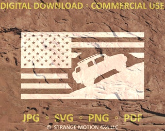 FJ Flag SVG File, Laser File, Laser Cut File, svg, FJ Cruiser svg, American Flag Clipart, Accessory For Toyota, Offroad American Flag