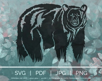 Black Bear SVG | Laser Cut Files | Cut Files for Cricut and Silhouette | Mountain SVG | SVG, png, jpg, pdf | Vector | Clip art | 33